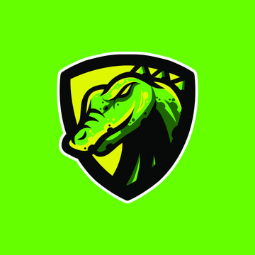 Croco, Alligator, Crocodile Gaming Logo, E-Sport Logo, Mascot, and Emblem Template Isolated Vector. Illustration Logo. Suitable for Game, Streamer, and E-Sport Team.