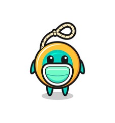 cute yoyo cartoon wearing a mask