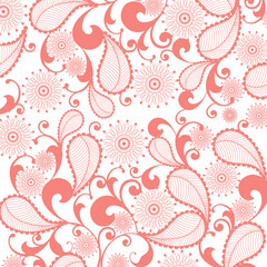 Abstract Floral Leafy Pattern In Pink Color