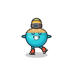 Obraz premium cereal bowl cartoon as an ice skating player doing perform