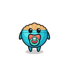 baby cereal bowl cartoon character with pacifier