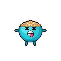 character of the cute cereal bowl with dead pose