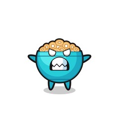 wrathful expression of the cereal bowl mascot character