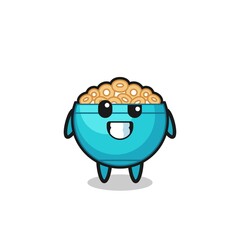 cute cereal bowl mascot with an optimistic face