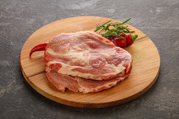 Raw pork meat neck steak