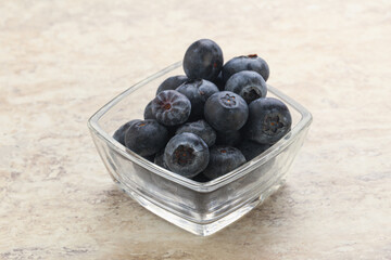 Sweet ripe blueberry heap in the bowl
