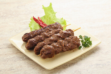 Beef kebab skewer minced meat
