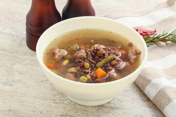 Soup with lentil and chicken