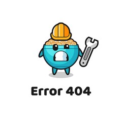 error 404 with the cute cereal bowl mascot