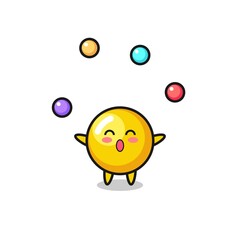 the egg yolk circus cartoon juggling a ball
