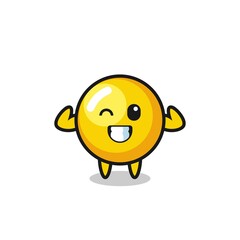 the muscular egg yolk character is posing showing his muscles