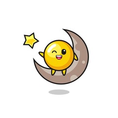 illustration of egg yolk cartoon sitting on the half moon