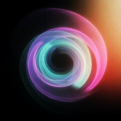 暗闇に渦巻くカラフルな光の渦のイラスト