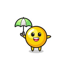 cute egg yolk illustration holding an umbrella