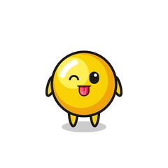 cute egg yolk character in sweet expression while sticking out her tongue