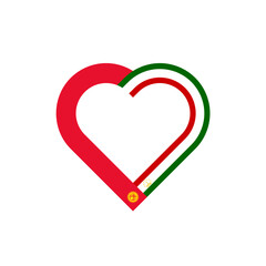unity concept. heart ribbon icon of kyrgyzstan and tajikistan flags. vector illustration isolated on white background