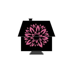 Flower house logo icon isolated on white background
