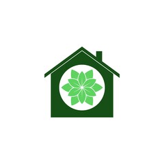 Flower house logo icon isolated on white background