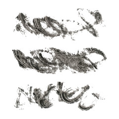A set of graphic brushes. Dense grunge vector texture. Separate on a white background. Scratches, paint stains, smears. Ink. Vintage effect.
