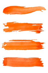 Set of Vector watercolor brushes. Paint texture. Brush stroke abstraction. Simple, modern style. gouache paint. Orange color.