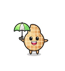 cute peanut illustration holding an umbrella