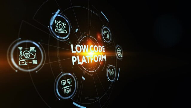 Low Code software development platform technology concept.