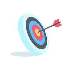 Arrows shot to the center of the target. business goal setting concept