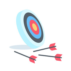 Arrows shot to the center of the target. business goal setting concept