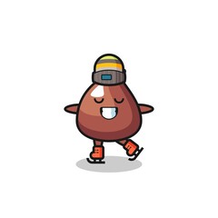 Naklejka premium choco chip cartoon as an ice skating player doing perform