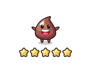 the illustration of customer best rating, choco chip cute character with 5 stars