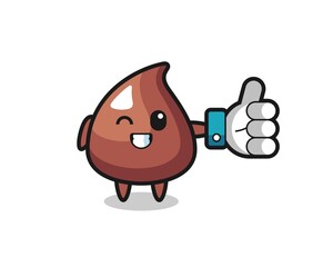 cute choco chip with social media thumbs up symbol