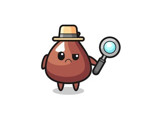 the mascot of cute choco chip as a detective