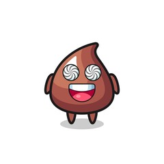 cute choco chip character with hypnotized eyes