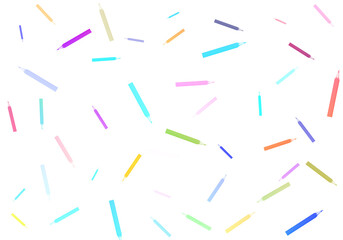 colour pencil abstract position with multi colour purple blue red brown yellow and white background