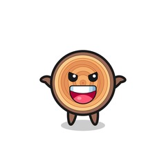 the illustration of cute wood grain doing scare gesture