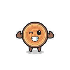 the muscular wood grain character is posing showing his muscles