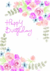 Birthday floral card  decorative flowers
