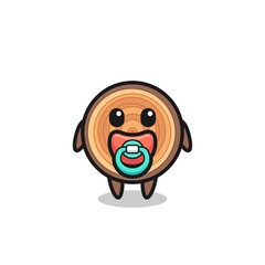 baby wood grain cartoon character with pacifier