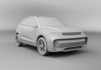 Obraz na płótnie Canvas Clay rendering of electric SUV on simple background. 3D rendering image.