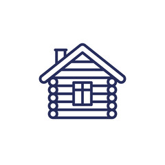 cabin line icon, wooden hut