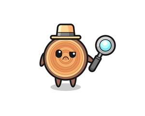 the mascot of cute wood grain as a detective