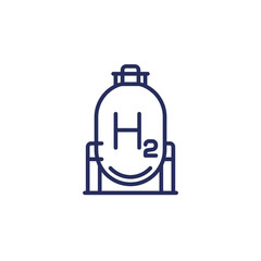 hydrogen gas tank line icon, industrial storage