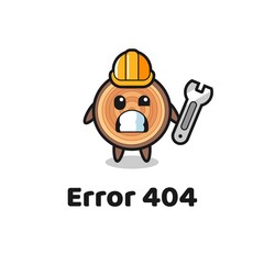 error 404 with the cute wood grain mascot