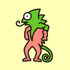 Cute Chameleon Character Illustration - Vector