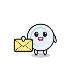 cartoon illustration of plate holding a yellow letter