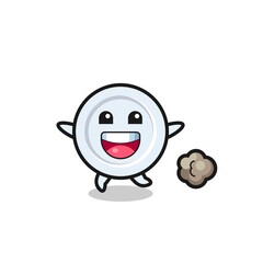the happy plate cartoon with running pose