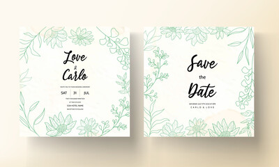 elegant monoline floral wedding invitation card design