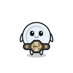 the MMA fighter plate mascot with a belt
