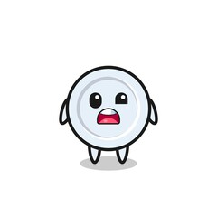 the shocked face of the cute plate mascot
