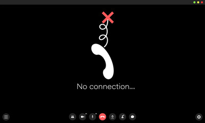 Obraz premium No connection in video meet. Conception of bad signal. Mockup of online call